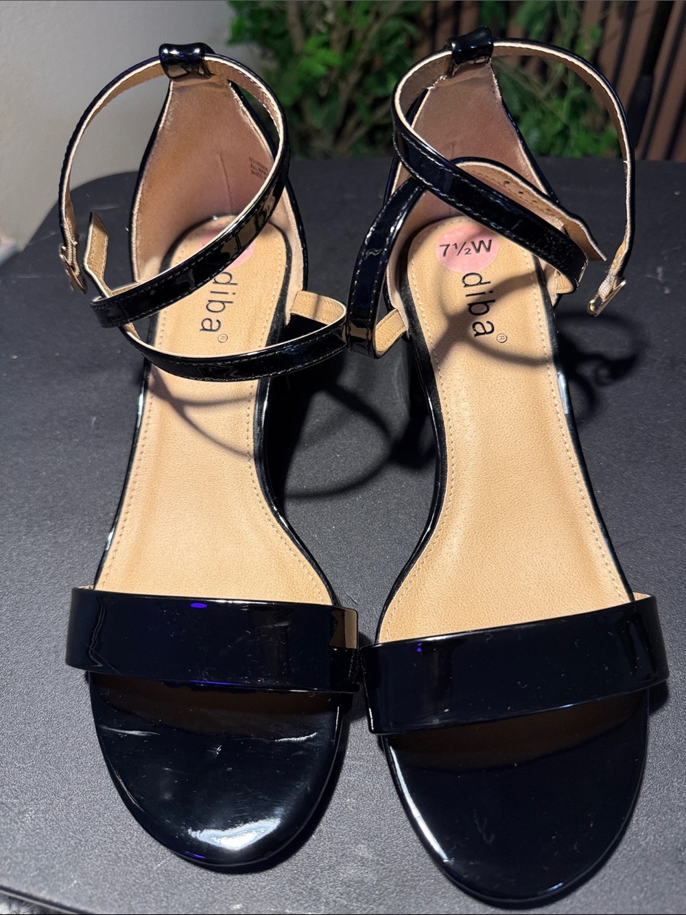 Diba Black Patent Crisscross Ankle-Strap Heels